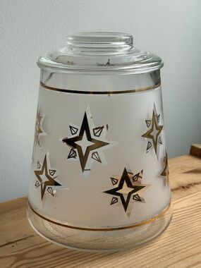 Bartlett Collins Starburst Cookie Jar Vintage Frosted Glass Mid Century Canister